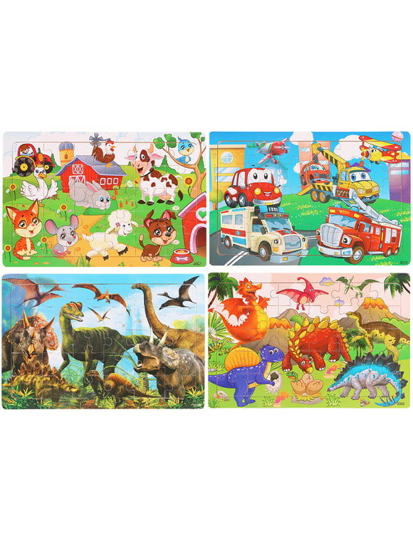 (4 Puzzles*30 Piece) Puzzles for Kids Ages 4-8, Wooden Jigsaw Puzzles 30 Pieces Preschool Toddler Puzzles Set for Boys and Girls