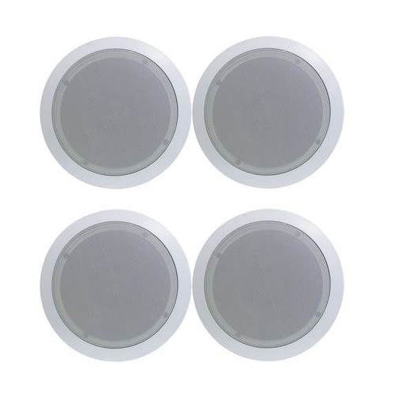 4) Pyle PDIC51RD 5.25 Inch 150W Round White In-Ceiling Wall Flush Speakers Four