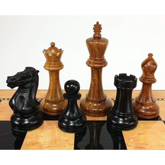 4 QNS Acacia  Black 4 5/8 Anderssen Staunton Wood Large Chess Men Set NO Board