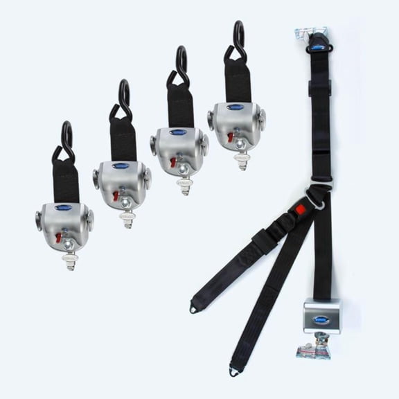 4 QRT-360 Retractors with L-Track Fittings; and Retractable Lap & Shoulder Belt Combo with L-Track Fittings | Q-8600-A1-L