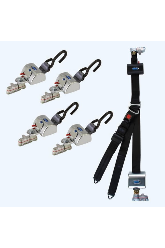 4 QRT Max Retractors with L-Track fittings; and HR131 Retractable Lap & Shoulder Belt with Retractable L-Track Height Adjuster and 131 Bracket | Q-8306-L2