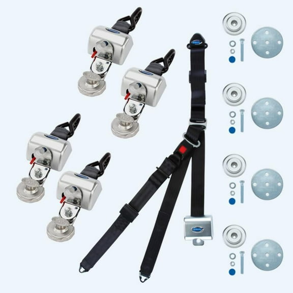 4 QRT Max Retractors with Slide 'N Click fittings and Retractable Lap & Shoulder Belt Combo | Q-8300-A1-SC