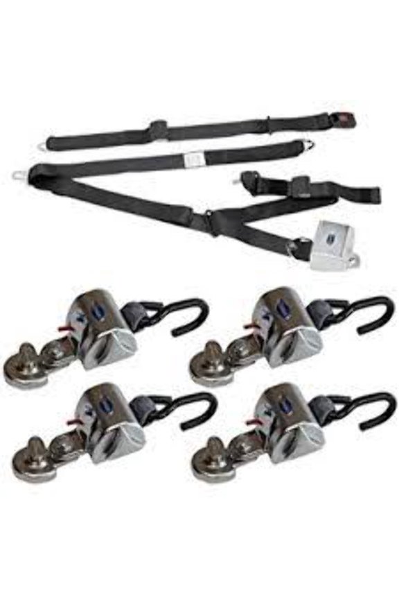 4 QRT Standard Retractors with Slide 'N Click fittings; and Retractable Lap & Shoulder Belt Combo | Q-8200-A1-SC