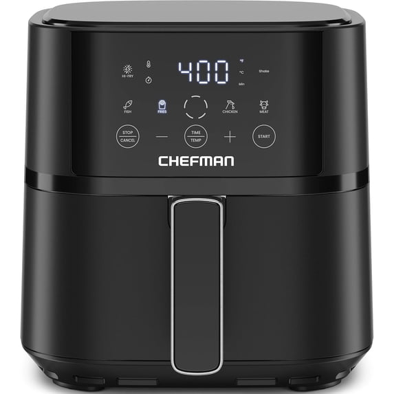 4 QT Compact Air Fryer with Hi-Fry Technology, Touchscreen Controls, 4 Presets, Dishwasher-Safe Nonstick Basket, Matte Black
