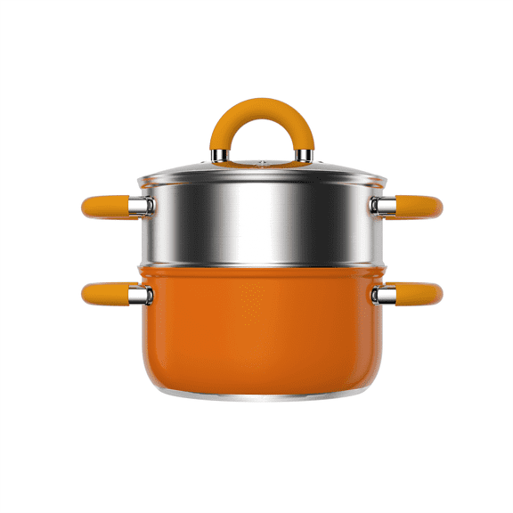 4 QT Steamer for Cooking, Vegetable Steamer Pot, 18/8 Stainless Steel Oranger Pot with Lid and Steaming Basket, Compatible with All Stovetops, Dishwasher Safe