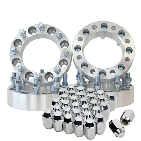 4 QTY 2" 8x170 Wheel Spacers Adapters with 14x1.5 threads + 32pc Lug Nuts Ford