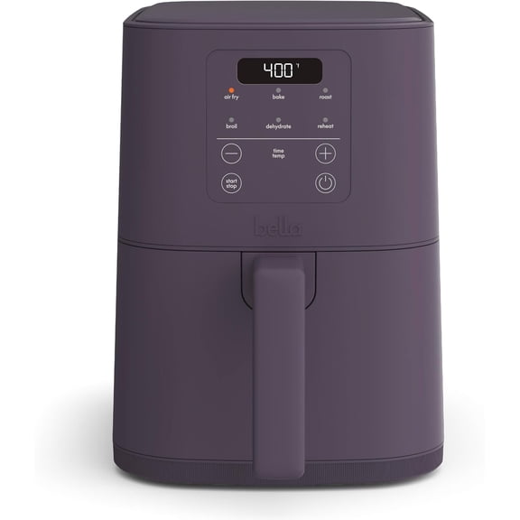4 Qt Slim Air Fryer with Ceramic Nonstick Coating, Adjustable Temperature, 6 Preset Programs, 60-Min Auto Shutoff, and Plum Finish