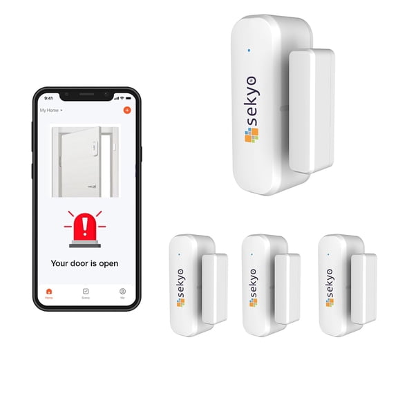 (4 Qty) Smart WiFi Door & Window Sensor for Home| No Hub Required | Free App Alert, Works with Tuya Smart Life Devices, Compatible with Alexa, Google Home, Siri (No Siren but Phone Notification)