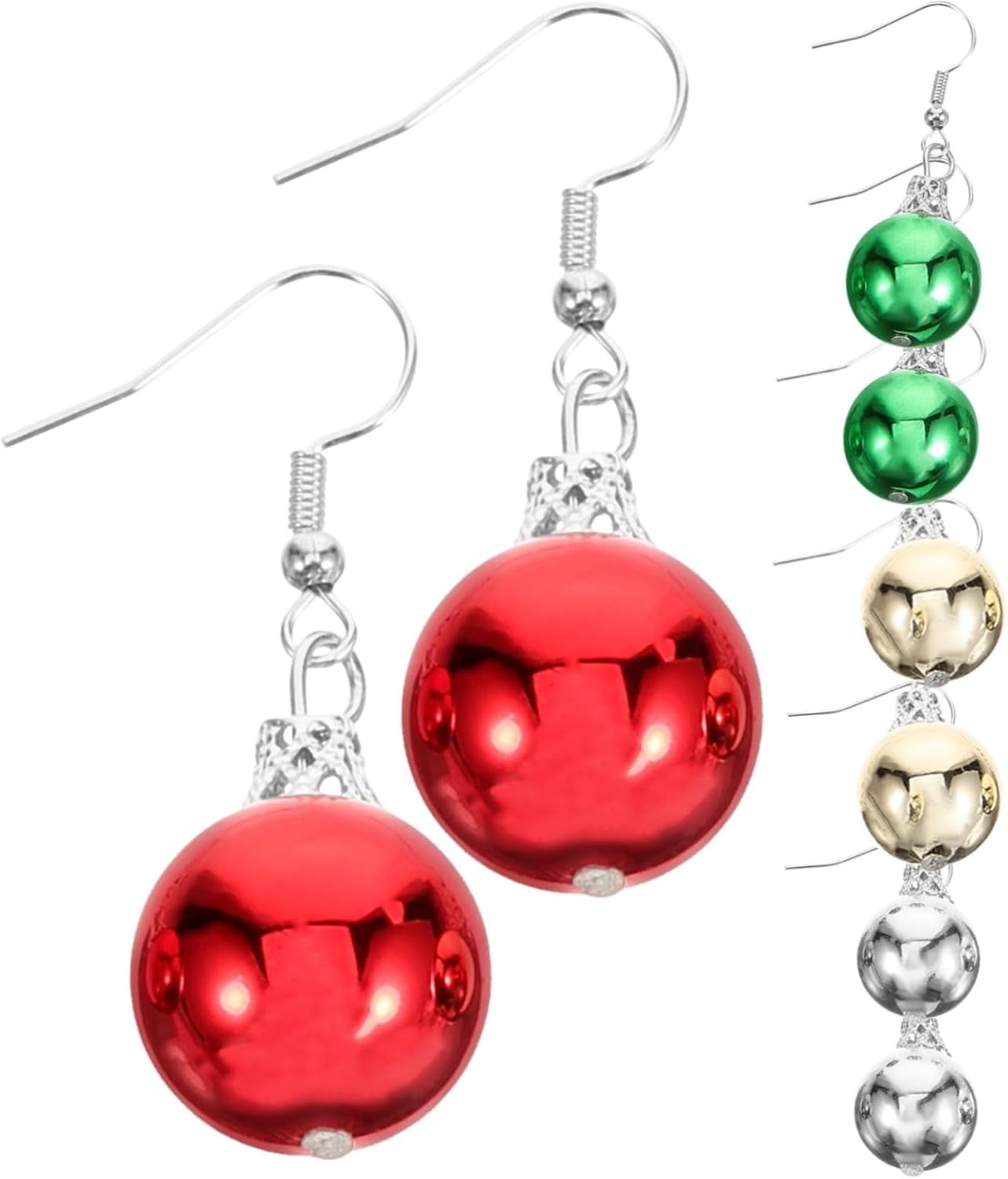 4 Quality Pairs Christmas Bell Earrings Multi Color Ball Ear Pendants Festive Jewelry for Party Wear Holiday Women[g279]