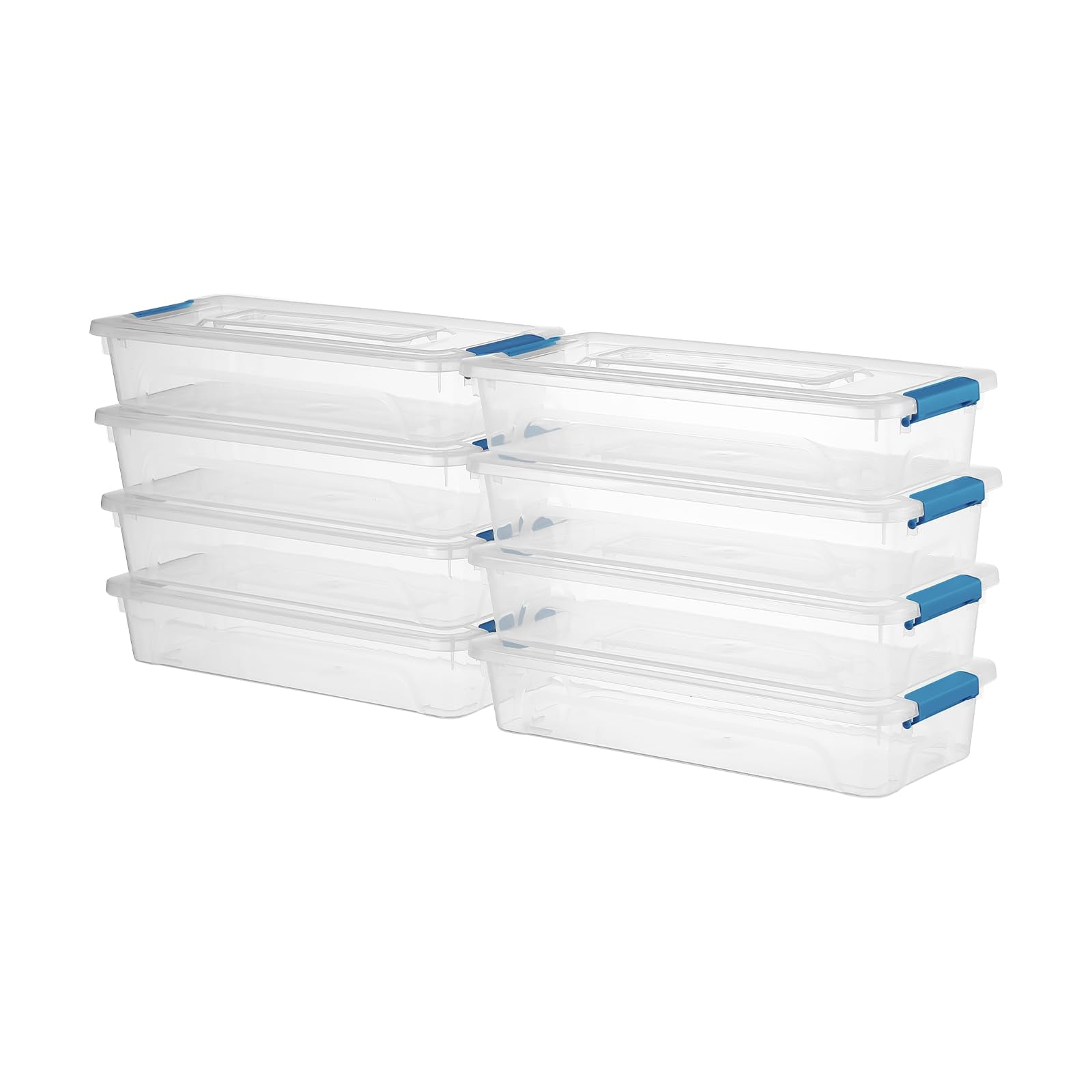 4 Quart 8 Pack Blue Plastic Storage Containers With Lids For Home ...