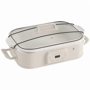 4 Quart Cream White Casserole Digital Slow Cooker, Premium Ceramic Bakeware for Oven