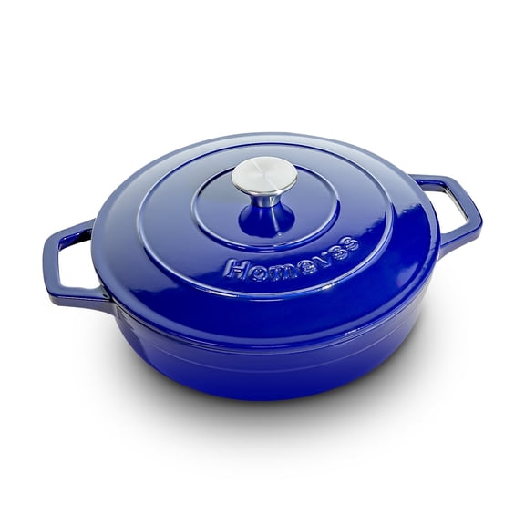 4-Quart Enameled Cast Iron Dutch Oven with Lid & Dual Handles – Heavy-Duty, Oven & Induction Compatible, Blue
