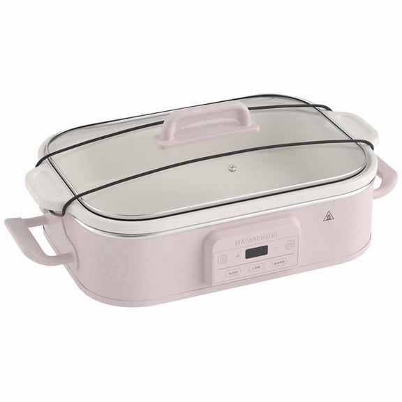 MAGNIFIQUE 4 Quart Pink Casserole Digital Slow Cooker, Premium Ceramic Bakeware for Oven