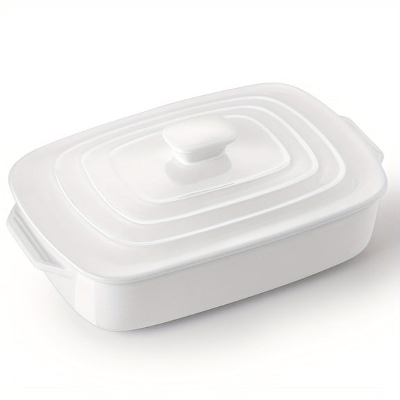 4 Quart Red Rectangular Ceramic Casserole Dish with Lid, 9x13 Inch Deep Oven Safe Stoneware Lasagna Pan, Multi Purpose Bakeware for Baking Serving, Ideal Mother's Day Gift