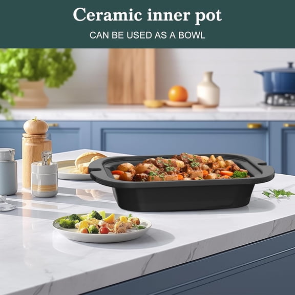 4-Quart Slow Cooker with Casserole Manual Warm Setting - Perfect Crock Pot for Family Dinners, Dishwasher Safe Crock, Versatile Cookware for Large Families or Entertaining