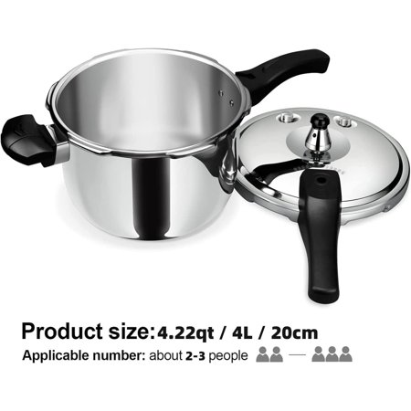 4 Quart Stainless Steel Pressure Cooker with Spring Valve Devices for Gas & Induction Cookers