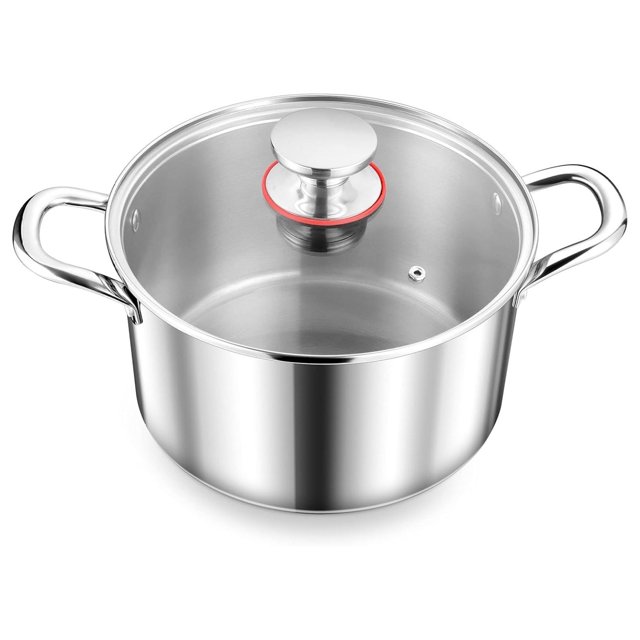 4 Quart Stock Pot, 18/10 Stainless Steel Cooking Pot with Lid, TriPly