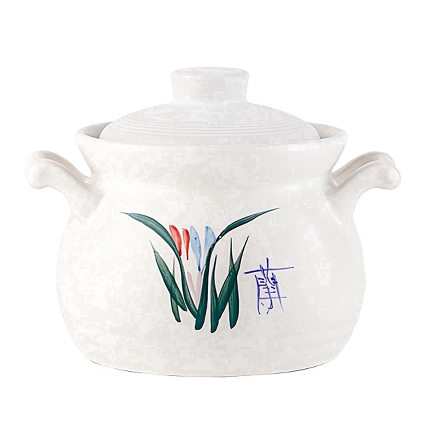 4 Quart Large Cauldron Crock Pot, Glazed Ceramic Cooking Pot with Lid for Stovetop Soup, Stew and Porridge, Even Heating, Easy to Clean
