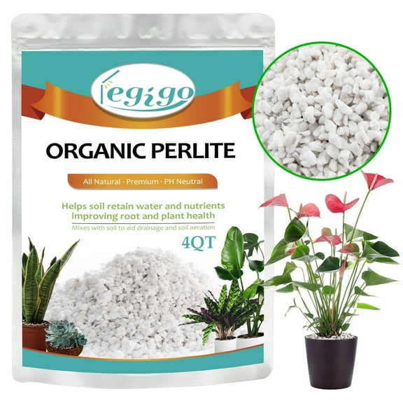4 Quarts Organic Horticultural Perlite for Plants Indoor- Natural Horticultural Soil Additive Conditioner Mix for Improves Drainage, Ventilation and Root Growth