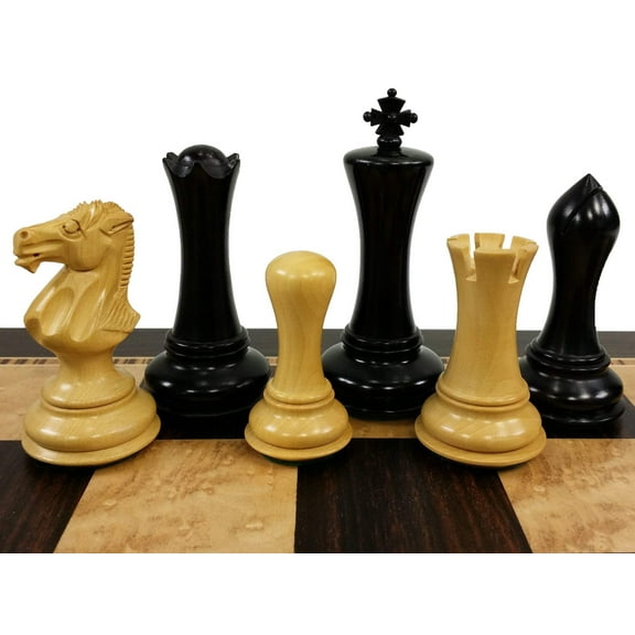4 Queens Black Empire Modern Staunton Wood Chess Men Set -NO Board opt Storage