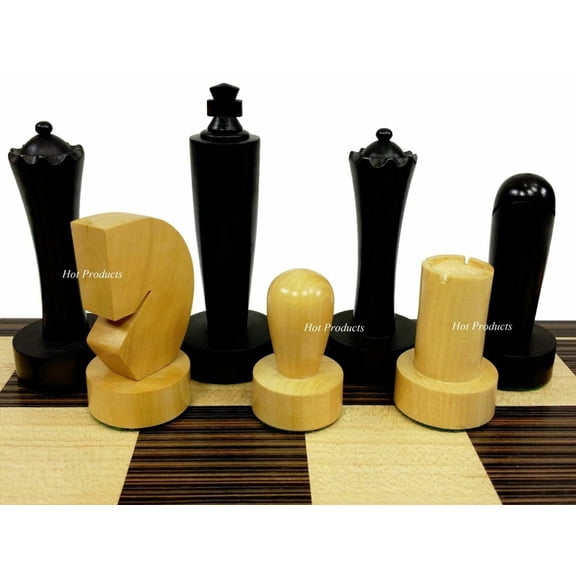 4 Queens Staunton Modern Berliner Wood Chess Men Set Black  Natural -NO BOARD