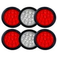 4 RED + 2 STF9 White 4 Inch Round Led Tail Lights 12 LED Waterproof