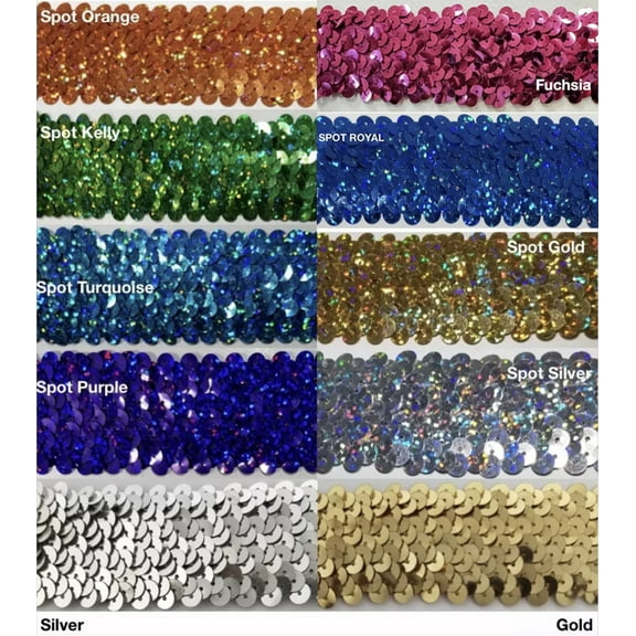 4 ROW (1.5") STRETCH SEQUIN TRIM - 8 Continuous Yards - Many Colors Available!