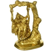 4" Radha Krishna Statue on a Swing in Brass | Handmade | Made in India - Brass