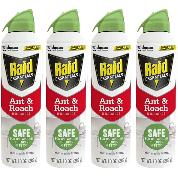 4 Raid Essentials Ant Roach Killer Aerosol Spray Child Pet Safe Kill Insect 10oz