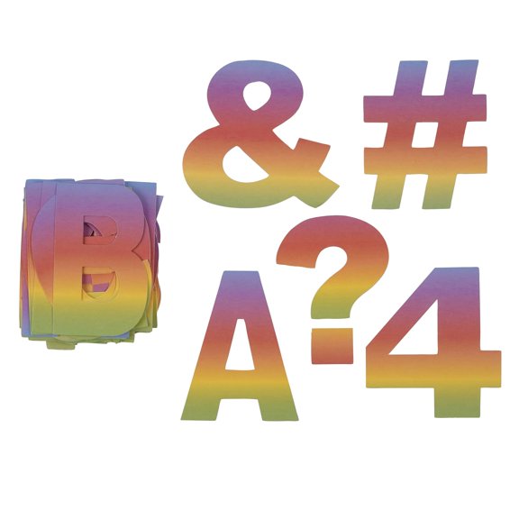 4" Rainbow Project Letters - Numbers & Characters by B2C - Colorful Paper Cutouts with Adhesive Backing for Bulletin Boards - Posters - and Classroom Displays - 12 Pack