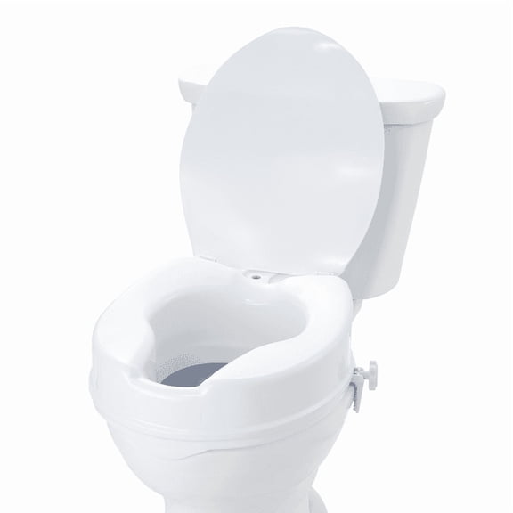 4" Raised Toilet Seat for Elderly with Arms - 300 lbs Capacity Universal Height Adjustable Toilet Riser for Seniors & Mobility Assistance - White
