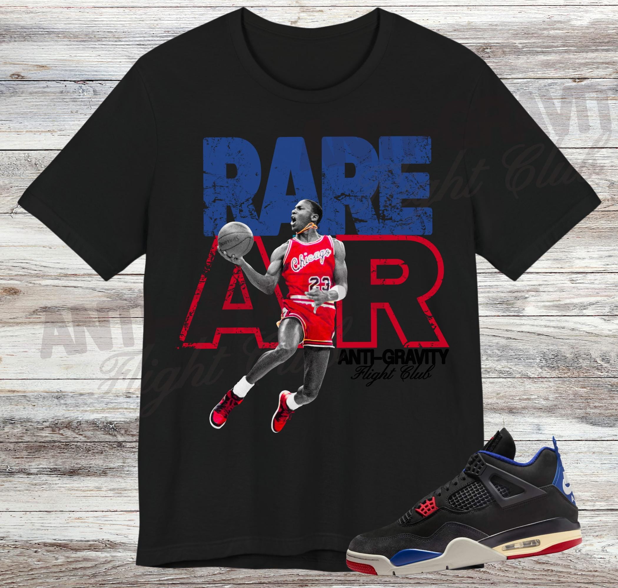 Rare Air Sneaker Match Shirt, Black Fire Red Deep Royal Tech