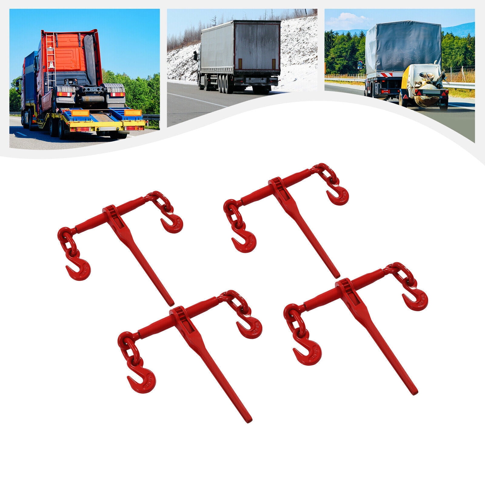 Chains And Binders 4 Pack Lever Style Snap Binders 5/16 - 3/8 G70, 5400 Lbs Load Limit - For Flatbed Trucks & Trailers 3/8 Chain Binder