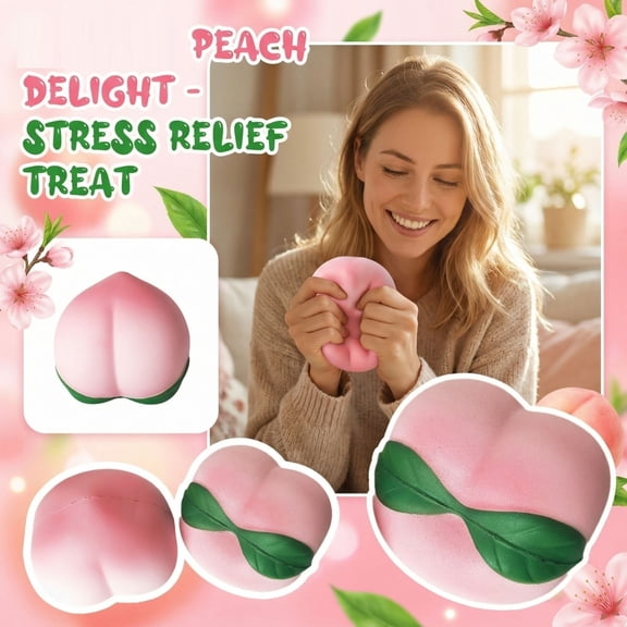 4" Realistic Peach Squishy Toys, Interesting PU Simulation Fruit Squeeze, Soft Calming Desktop Accessory