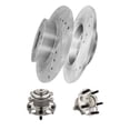 thumbnail image 1 of Set of 4 Rear Drilled Slotted Brake Disc Rotors-Wheel Hub Bearing Assembly For 2005-2007 Honda Accord, 1 of 10