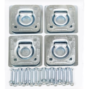 (4) Recessed D-Rings with Backing Plates & Mounting Hardware Trailer RV Flush Mount Tiedown- 27042