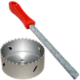 thumbnail image 1 of 4" Recessed Lighting Hole Saw Kit 4" Carbide Hole Saw with Tungsten Carbide DryWall File to increase hole size rapidly as needed, 1 of 3