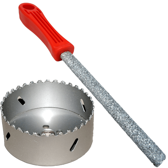 4" Recessed Lighting Hole Saw Kit 4" Carbide Hole Saw with Tungsten Carbide DryWall File to increase hole size rapidly as needed