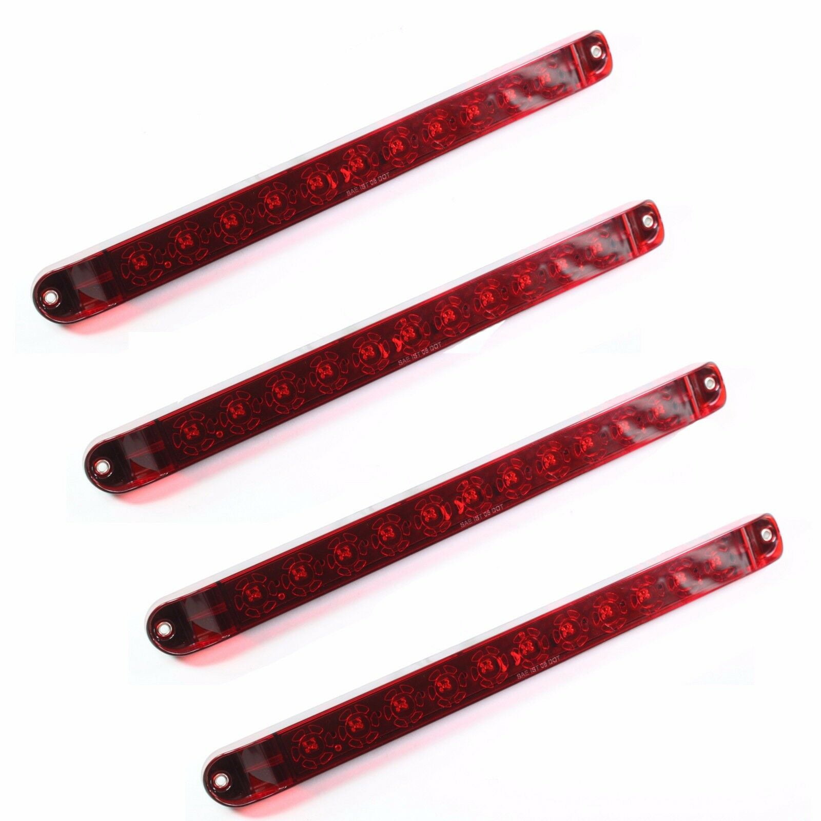 4 Red 17" Multifunction Waterproof Brake Stop Turn ID Light Bar Trailer Truck