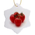 thumbnail image 1 of 3drose, 4 Red Tomatoes with Vine, 3 inch Snowflake Porcelain Ornament, 1 of 7