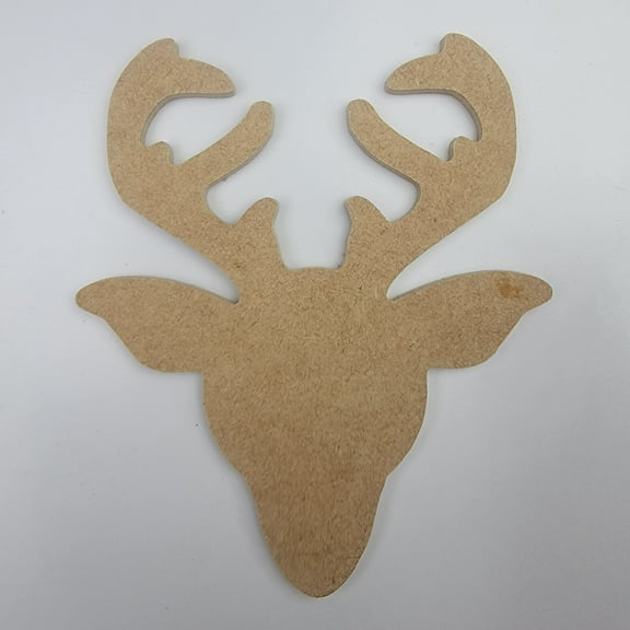 4" Reindeer Head, Unfinished MDF Art Shape by Wooden Craft Cutouts, 1-8 Thickness