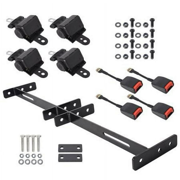 4 Retractable Golf Cart Seat Belts and Bracket Kit for EZGO Yamaha Club Car