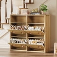 4-Reverse Drawer Shoe Cabinet – Hidden Entryway Organizer, Hollow-Out ...