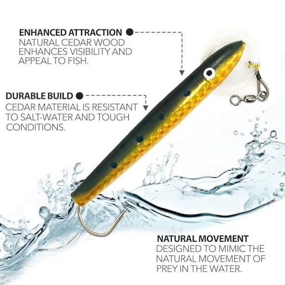 4" Rigged Mylar Cedar Plugs 6 Pcs w/Lure Bag