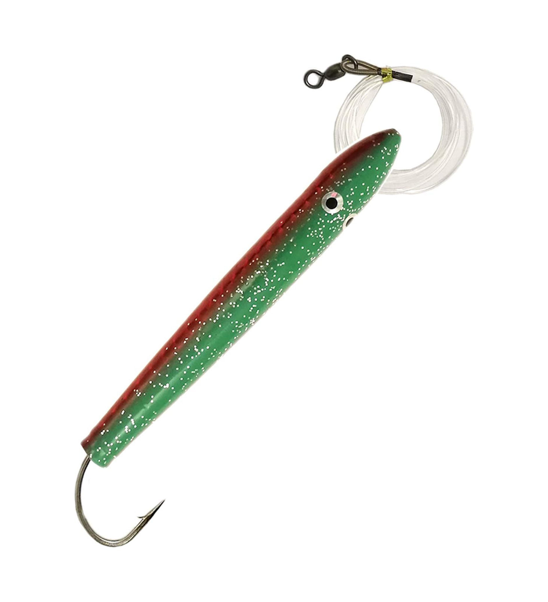 4" Rigged Mylar Cedar Plugs Green/Red 2 Pcs