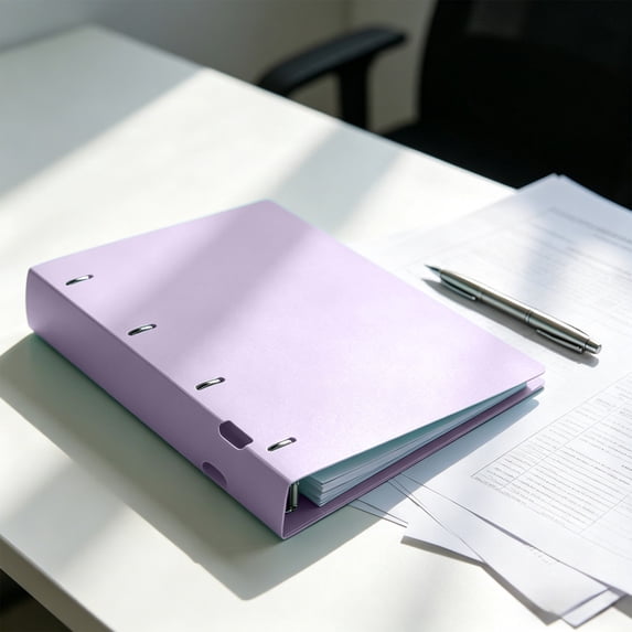4-Ring A4 Binder Folder with 11 Hole Page Pockets, Durable Plastic Document File Organizer for Office Home Desk Storage, Expandable Loose Leaf Binder for Filing Papers and Reports