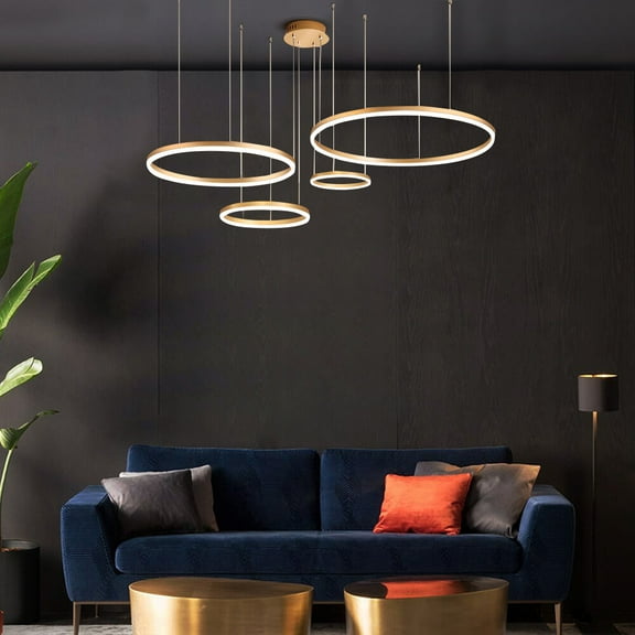 4-Ring LED Chandelier 95-265V, 6000LM 3000-6500K, Adjustable Height 4.92ft, Ceiling Mount for Dining Room/Cafe : Tools & Home Improvement