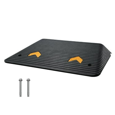 ​​"4" Rubber Threshold Ramp for Wheelchair Doorway – Non-Slip Textured Surface, 33,069 lbs Load Capacity, Scooter & Sidewalk Curb Ramp"​​