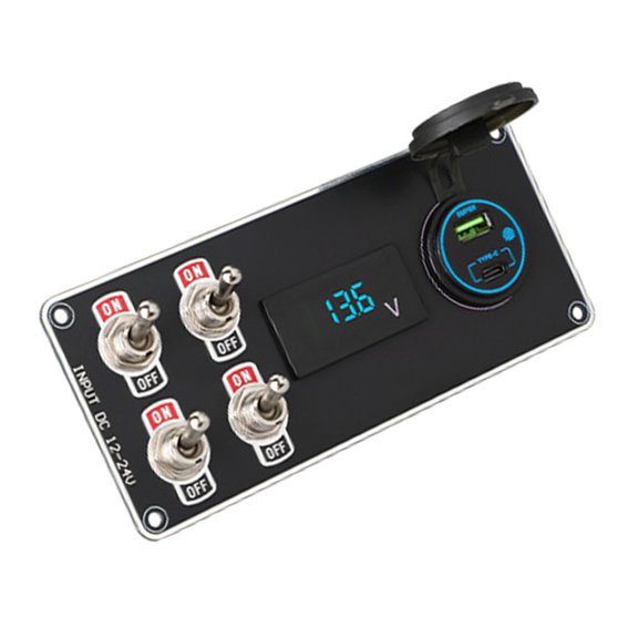 4-Rocker Charging Station with Metal Toggle Switches for Auto Marine Power Systems
