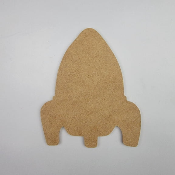 4" Rocket, Unfinished MDF Art Shape by Wooden Craft Cutouts, 1-8 Thickness